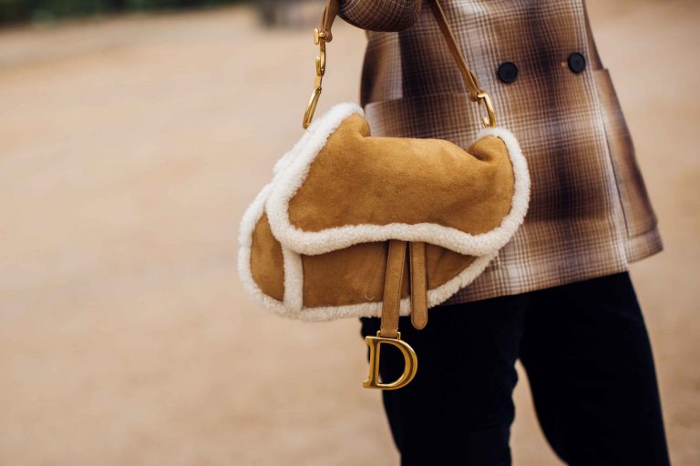 dior shearling saddle bag