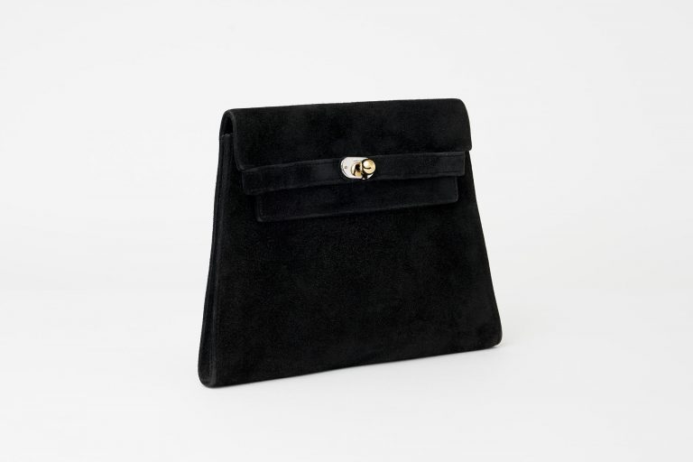 Hermès Vintage Kelly Doblis Noir Evening Envelope Saclàb Side