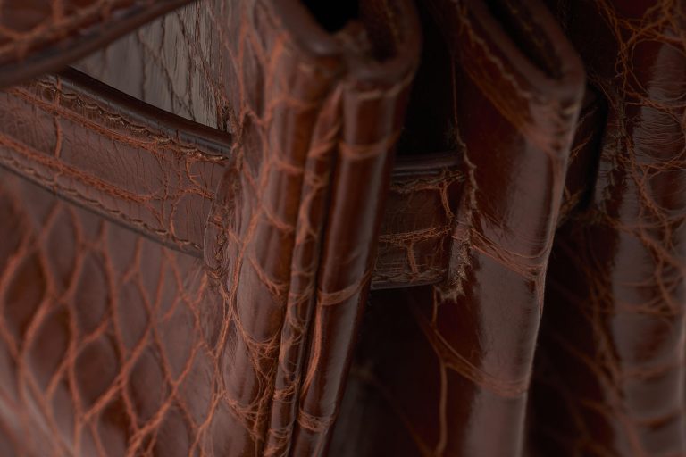 Hermès Kelly 32 Alligator Etrusker Saclàb Leder Detail