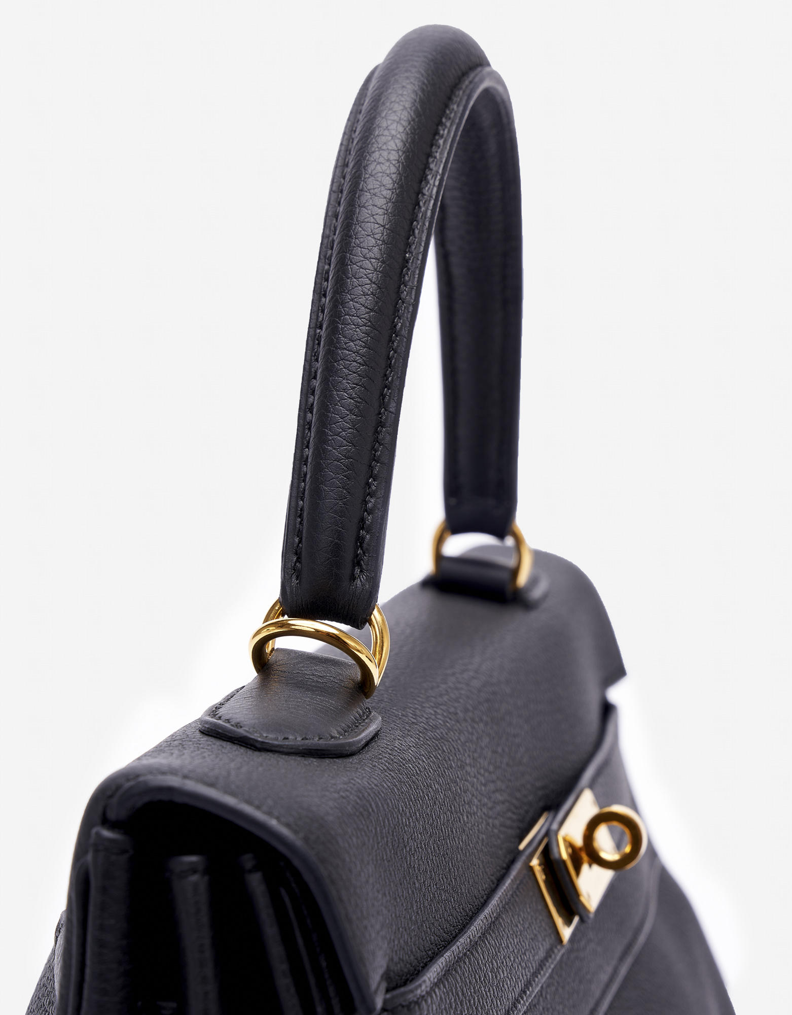 Hermes Kelly bag 28 Retourne Black Togo leather Gold hardware