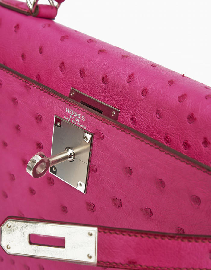 Hermès Kelly Fuchsia Ostrich Handbag