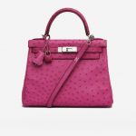 Hermès Kelly 28 Straußenleder Fuchsia