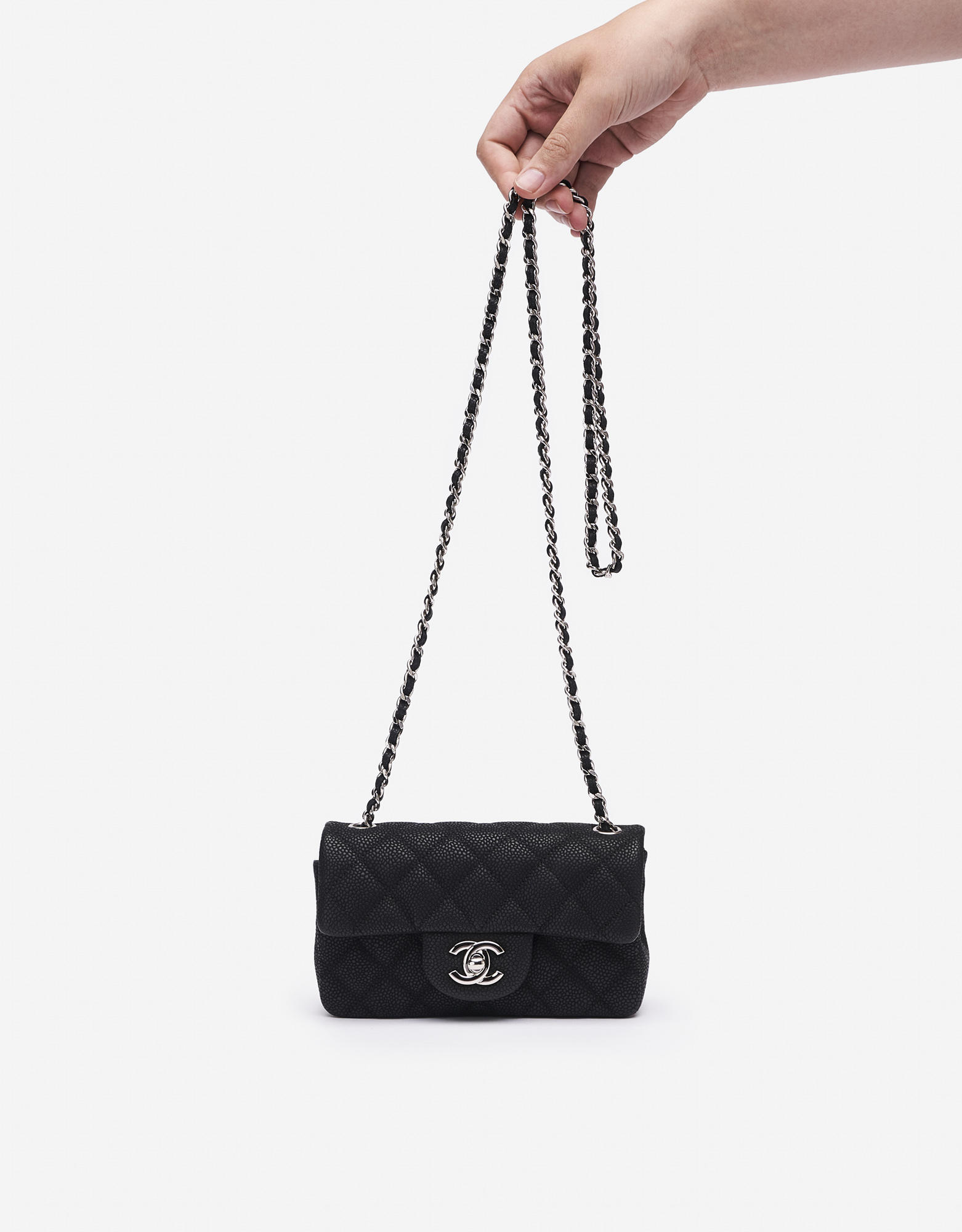 Chanel Classic Mini Rectangular 18C Black Quilted Caviar with