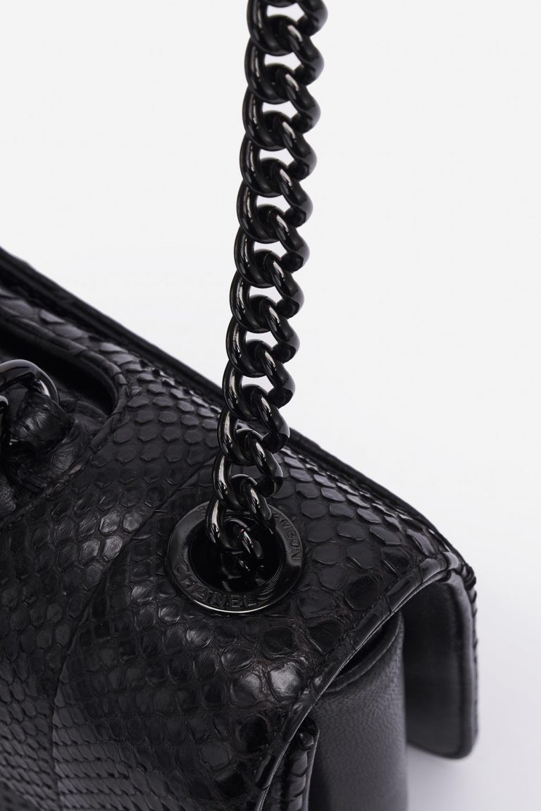 Chanel Timeless Jumbo Python So Schwarz Saclàb Hardware