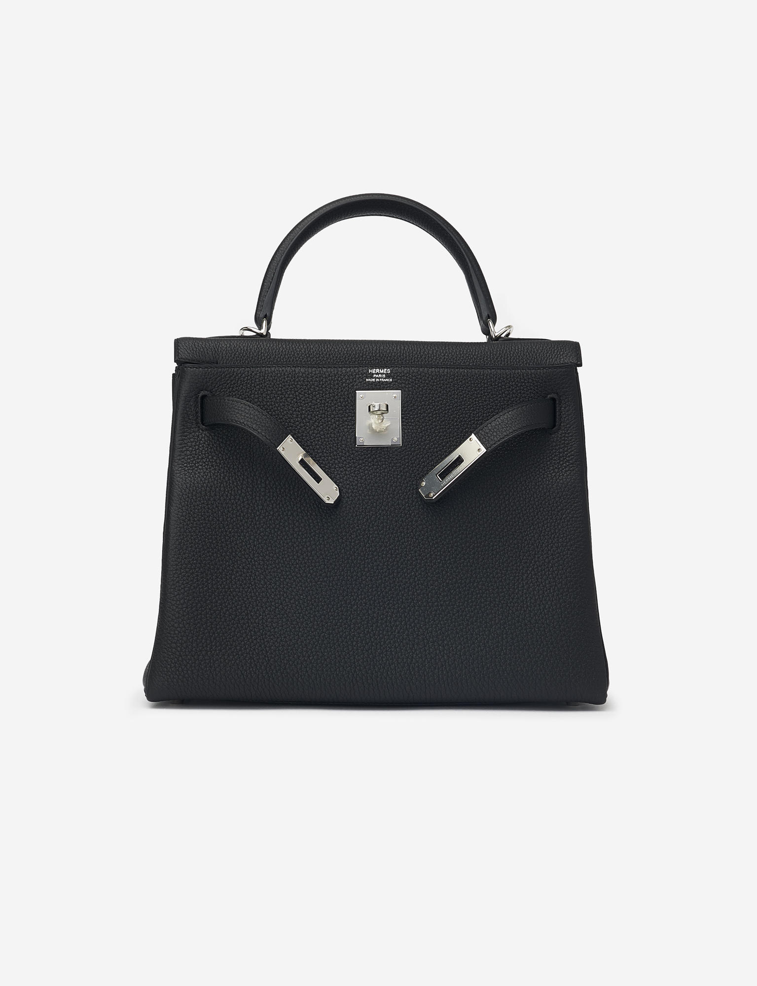 Hermes Kelly Handbag Black Togo with Palladium Hardware 28 Black