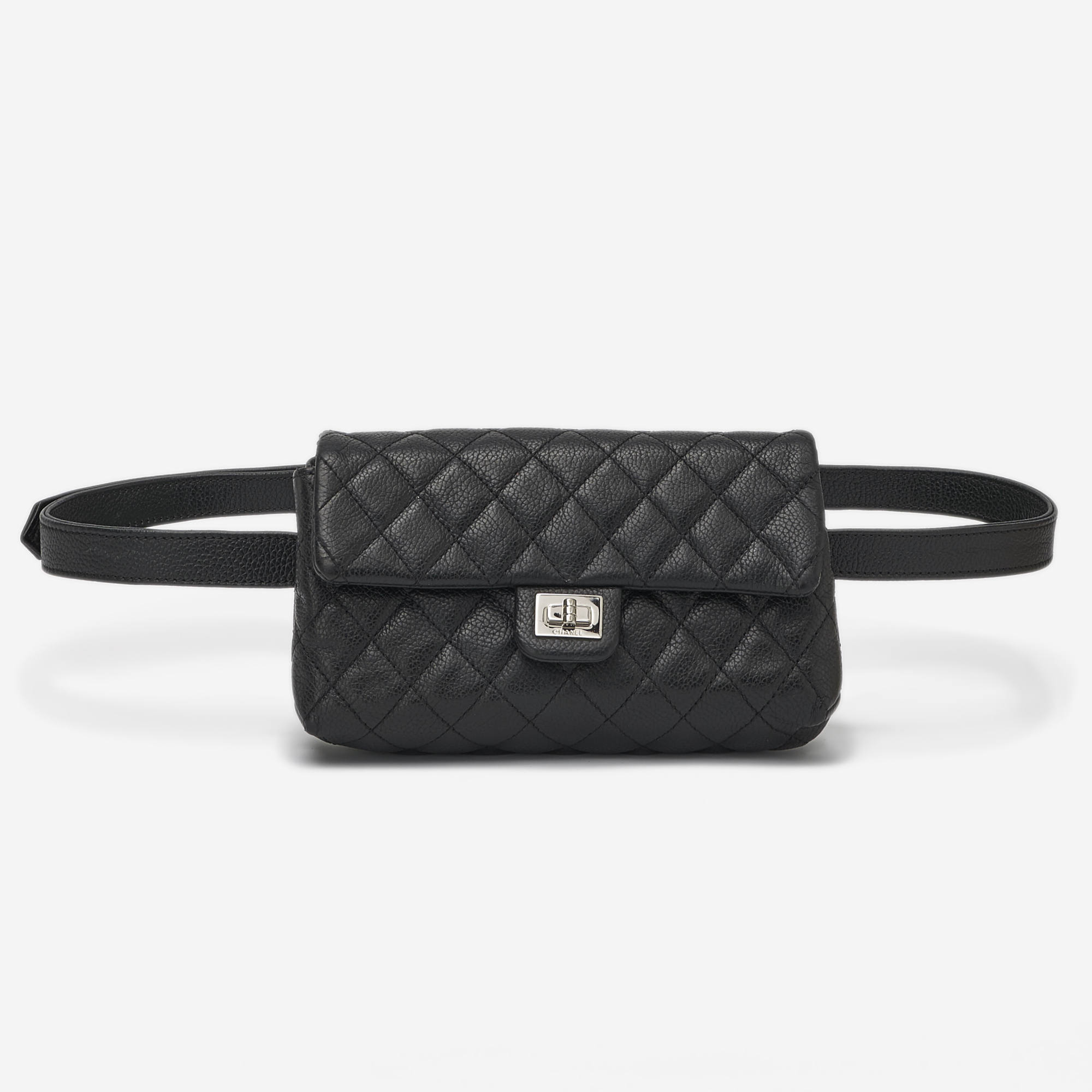 chanel leather belt bag black