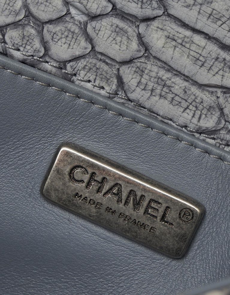 Chanel Timeless Extra Mini Python Dusty Blue Saclàb Logo