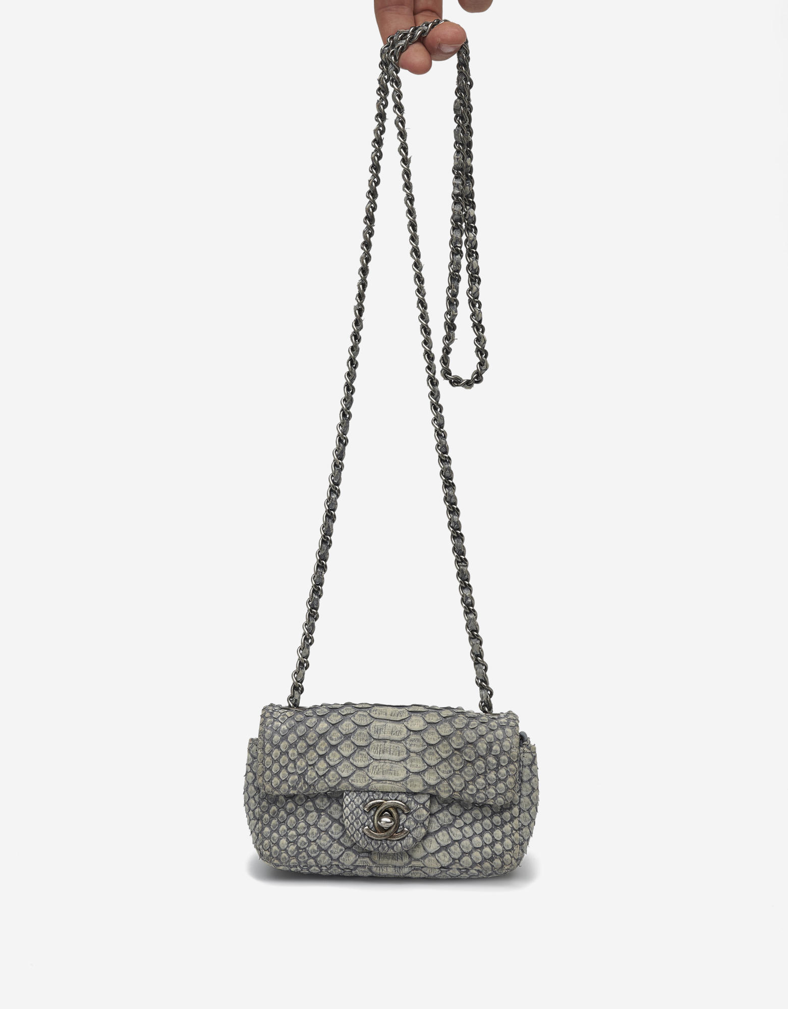Chanel Timeless Extra Mini Python Grey | SACLÀB