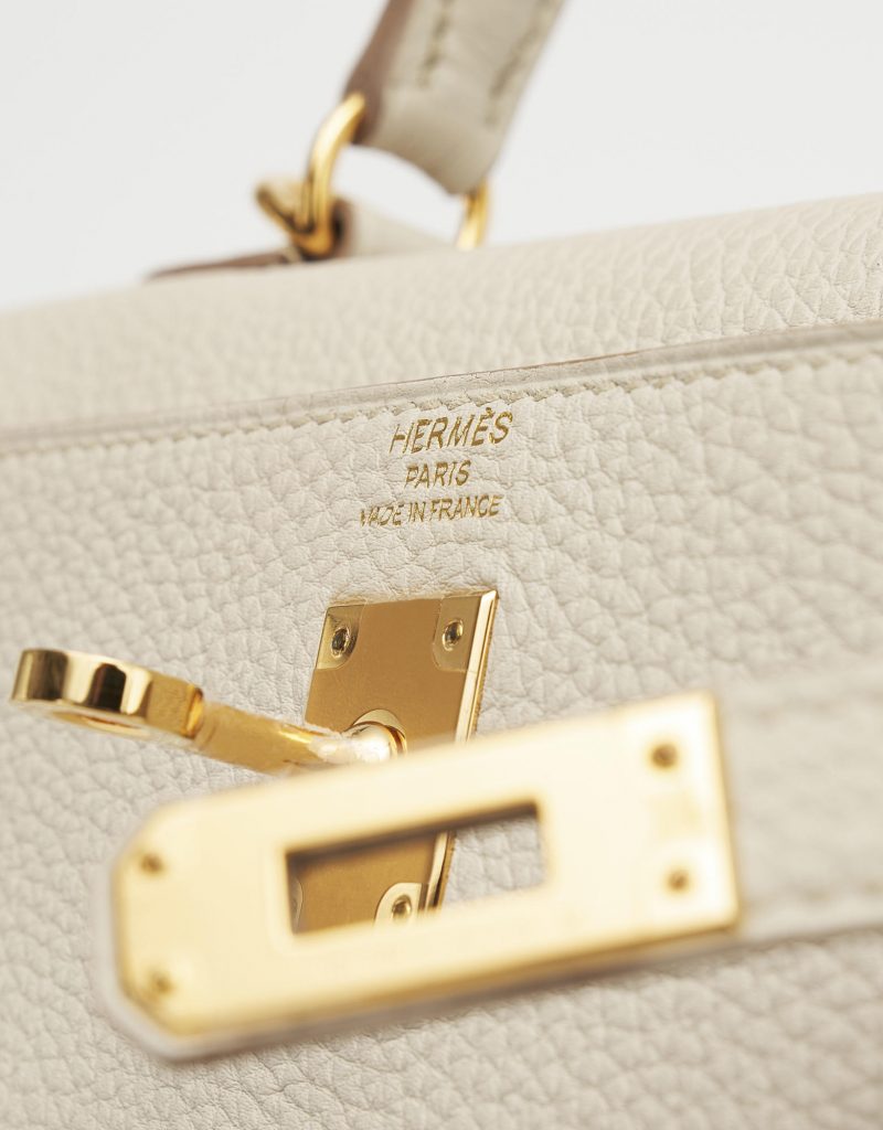 Hermes Kelly Sellier 25 Beton Ostrich Gold Hardware