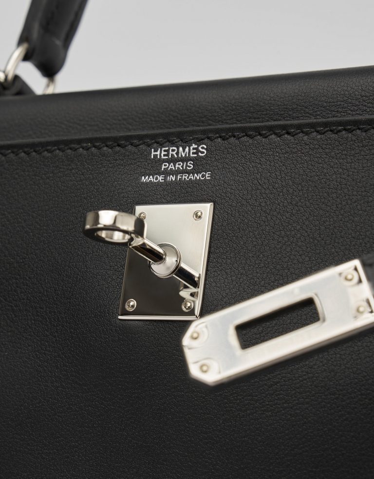 Hermès Kelly 25 Swift Schwarz Saclab Palladium