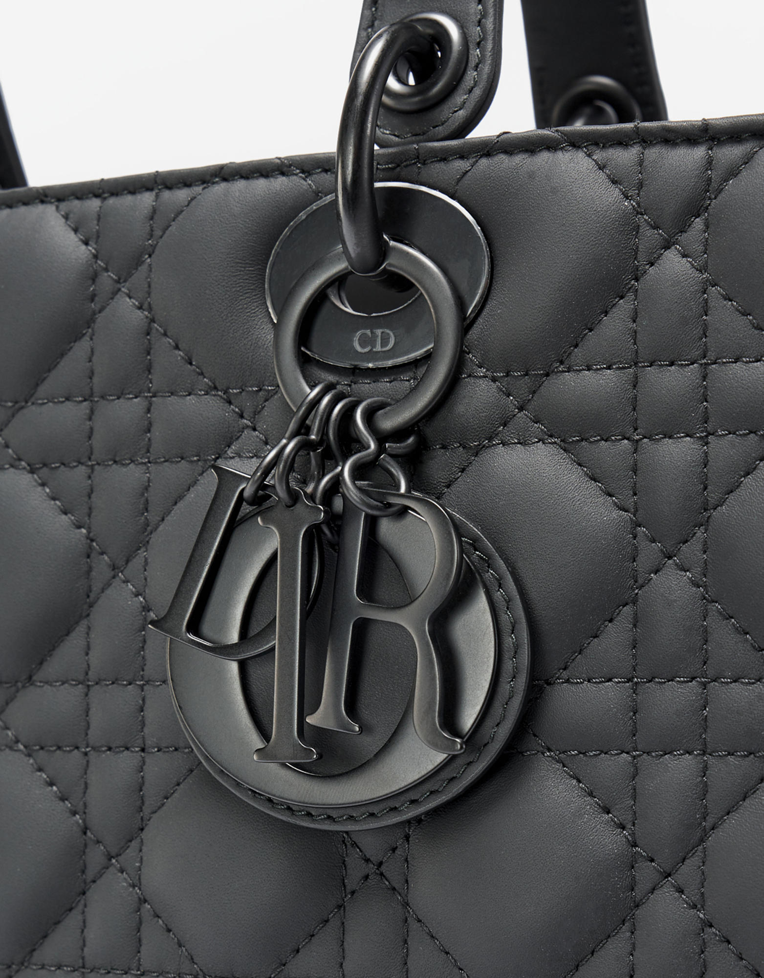 CHRISTIAN DIOR Ultra Matte Calfskin Cannage Mini Lady Dior Black 1169673   FASHIONPHILE