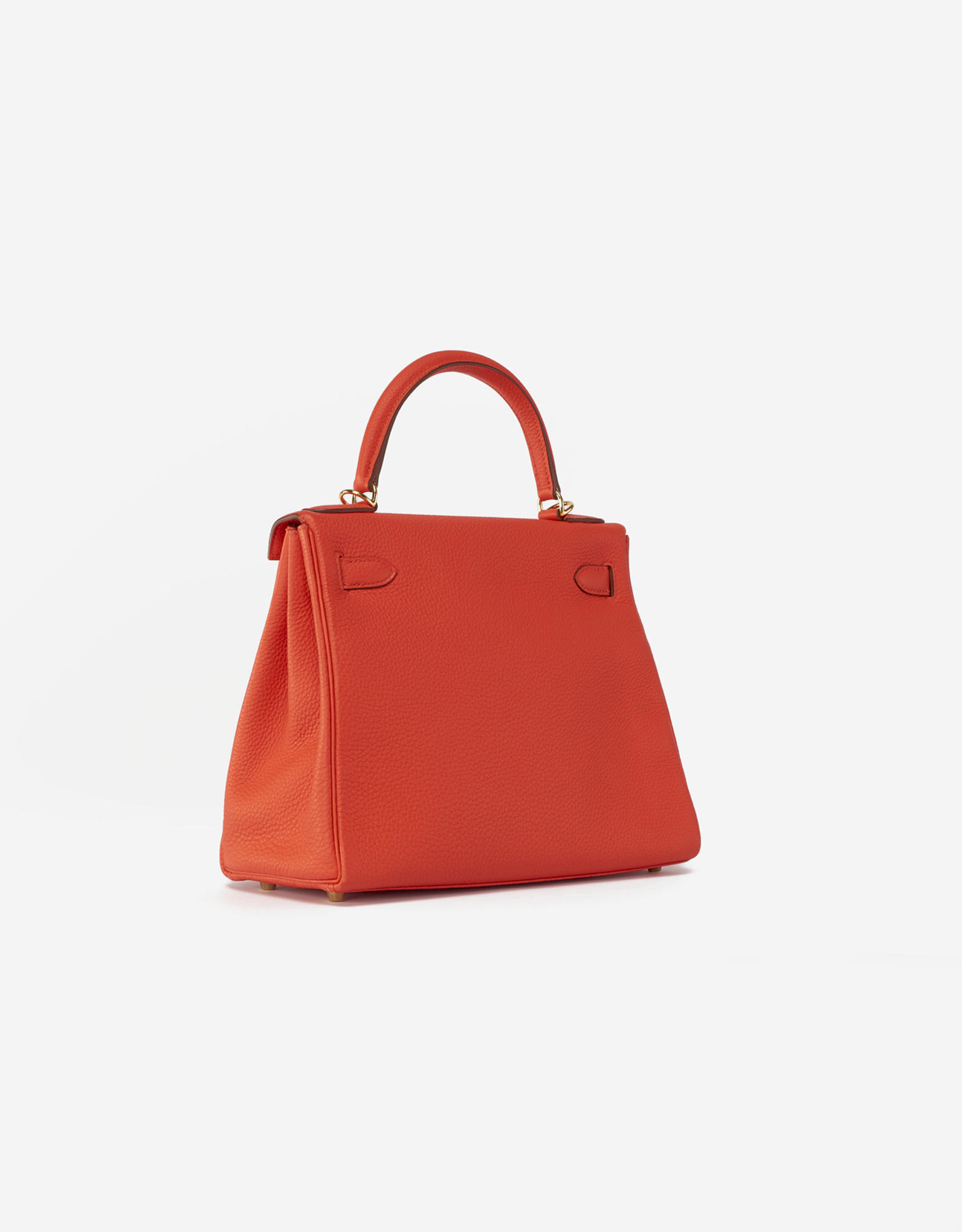 Hermes Kelly 28cm Capucine Red Orange Togo Gold Shoulder Bag - Chicjoy