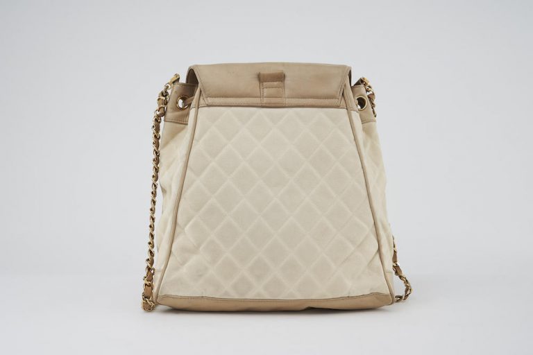 Chanel Market Bag Beige Canvas Saclàb Back