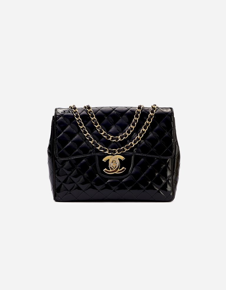Chanel Vintage Classique Jumbo Cuir Verni Noir SACLAB