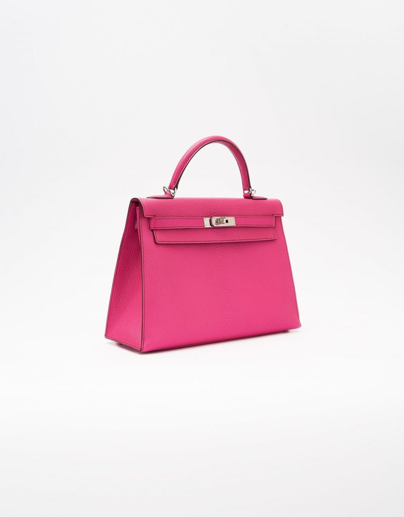 Hermès Kelly 32 Chevre Mysore Rose Shocking | SACLÀB