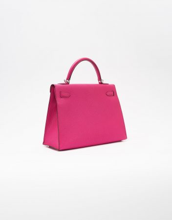 Hermès Kelly 32 Chevre Mysore Rose Shocking | SACLÀB