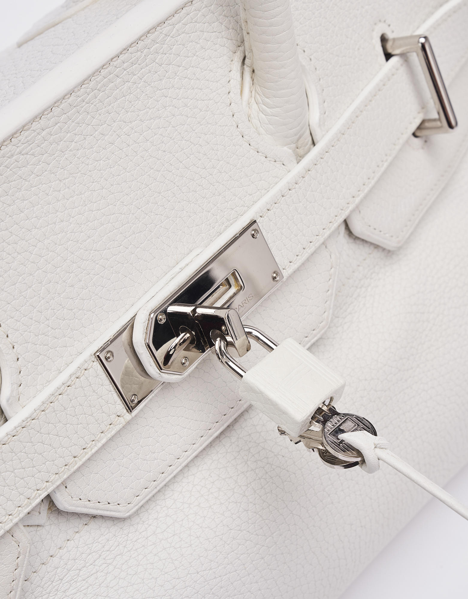 White pre-owned Hermes Clemence leather The Birkin 42