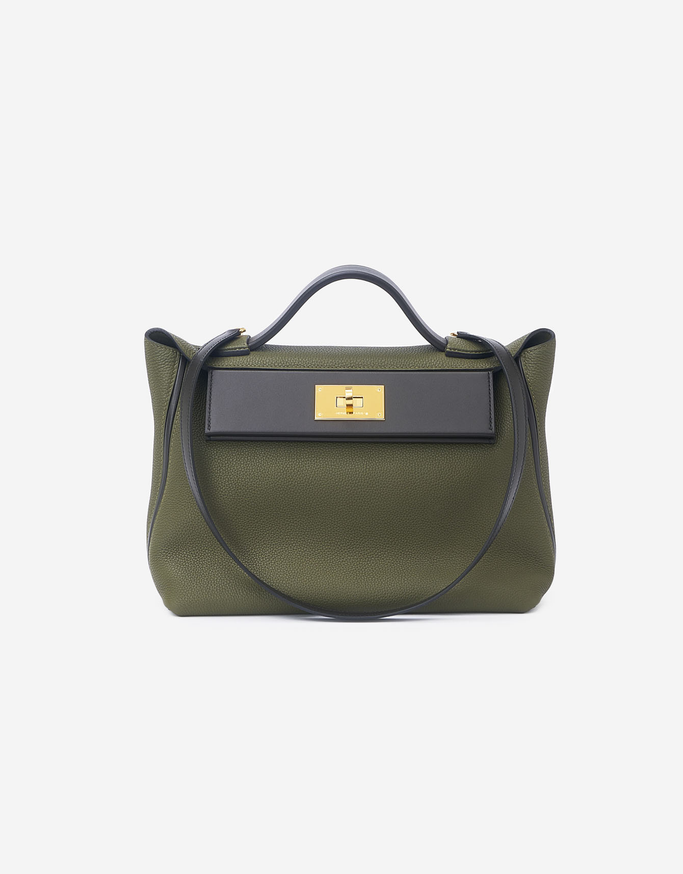 HERMES 24/24 Bicolor 29 Vert Bronze/ Vert Olive and Black Togo/ Swift GHW