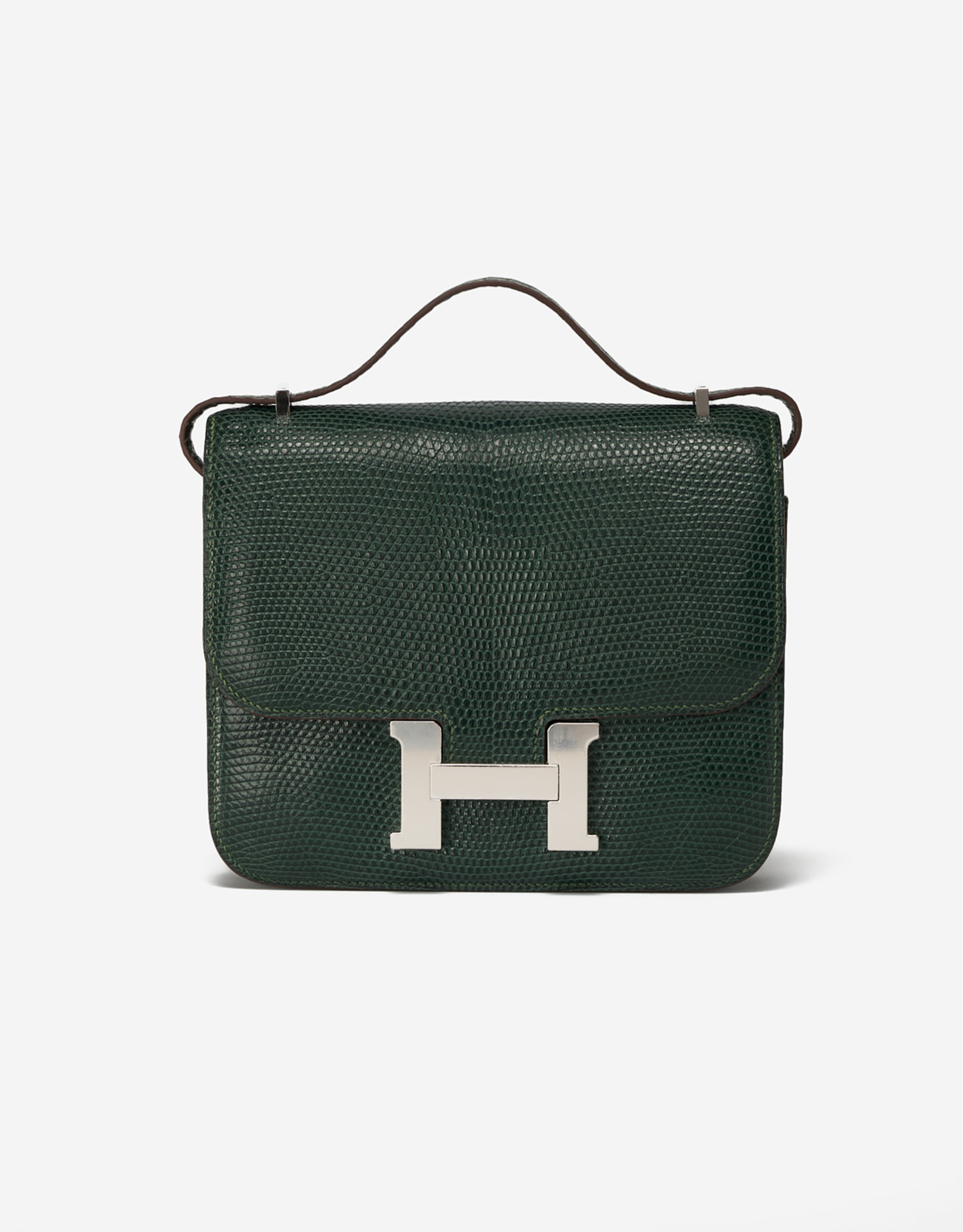 Hermes 23cm Vert Emerald Lizard Single Gusset Constance Bag with, Lot  #58023
