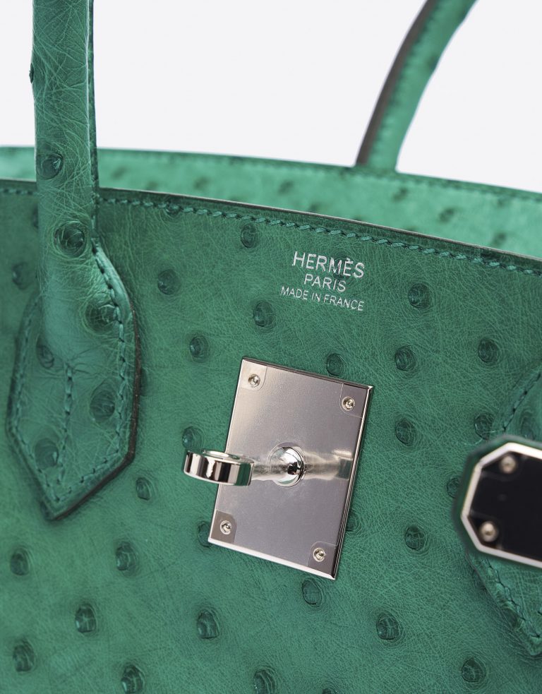 Hermès Birkin 30 Ostrich Vert Vertigo Saclàb Logo