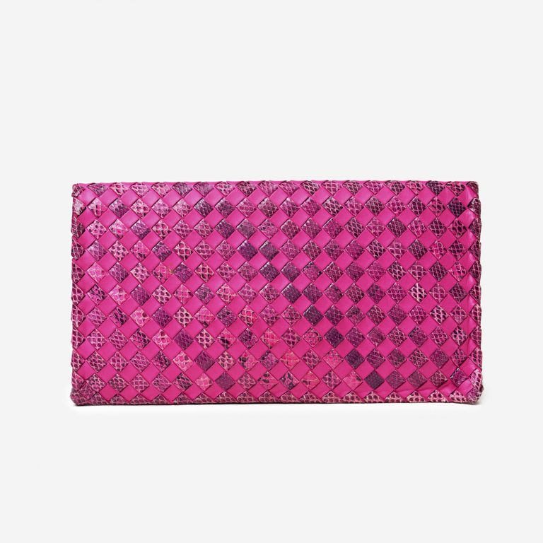 Bottega Veneta Python Nappa Turn-Lock Clutch