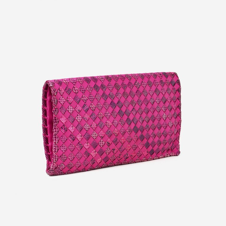 Bottega Veneta Python Nappa Turn-Lock Clutch