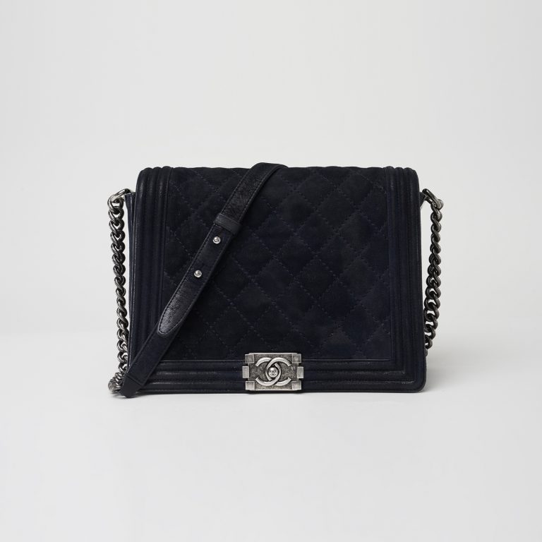 Chanel Boy Calfskin Metallic Dark Blue