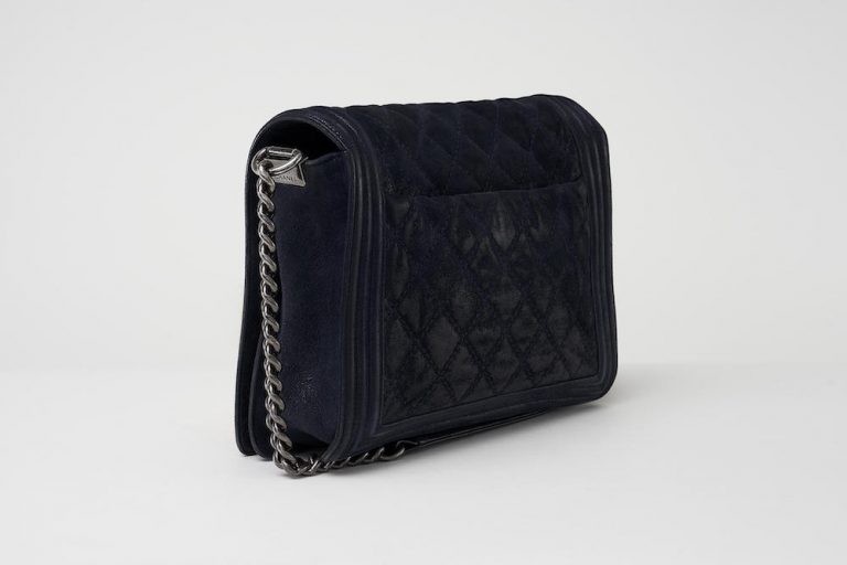 Chanel Boy Large Calfskin Metallic Dark Blue Saclàb back