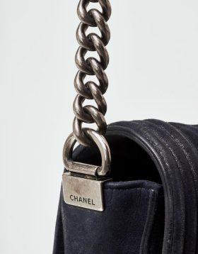 Chanel Boy Large Calfskin Metallic Dark Blue Saclàb Chain