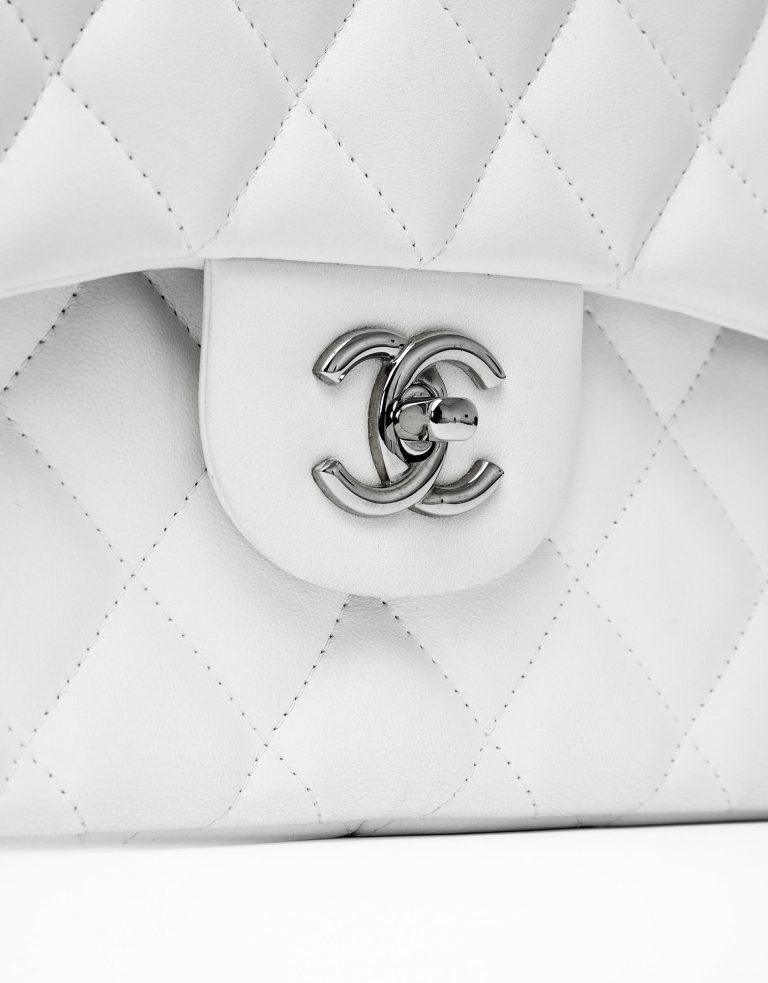 Chanel Jumbo Double Flap White Saclab Logo CC Lock