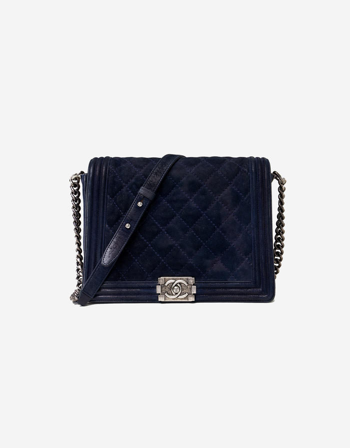 Chanel boy navy blue sale