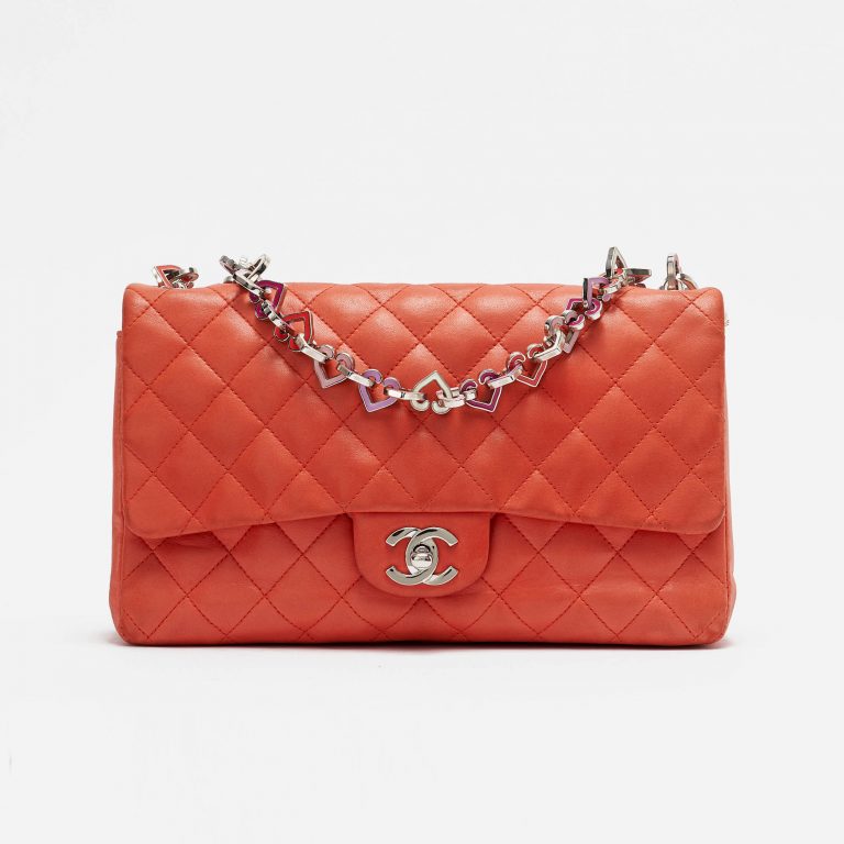 Chanel Classic Valentine Heart Bag Orange