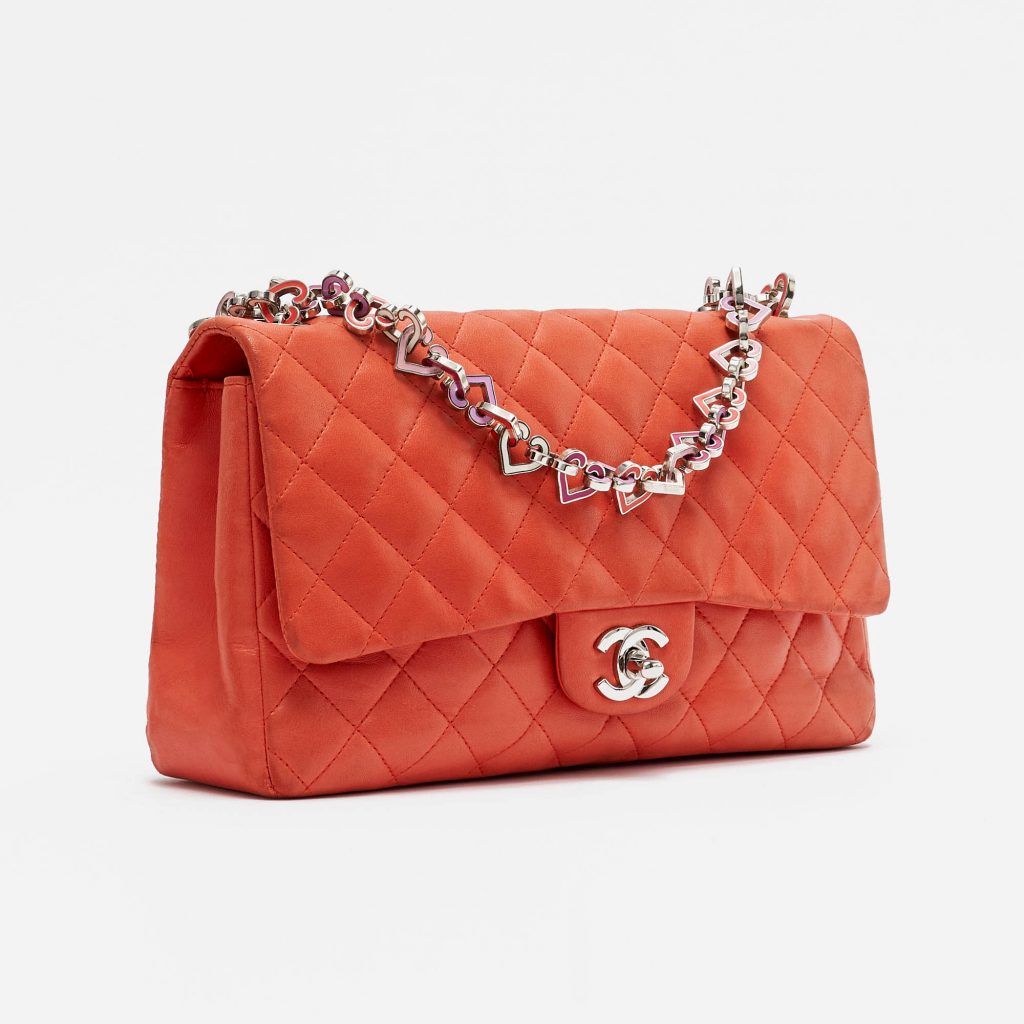 Chanel Single Flap Valentine Orange | SACLÀB