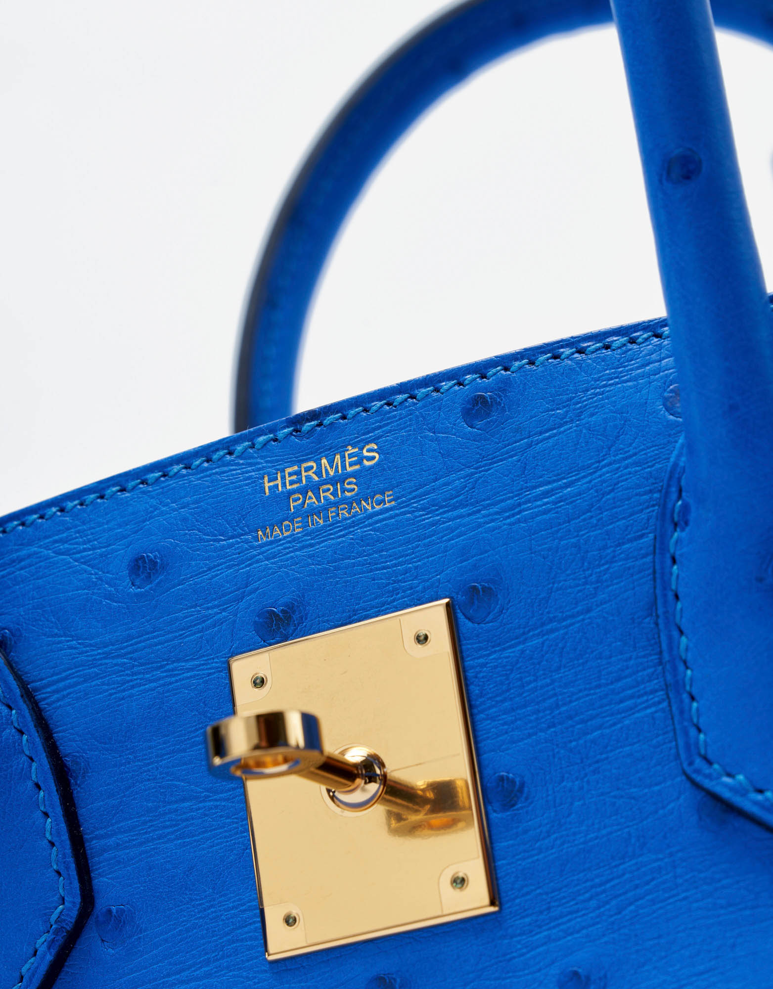 Hermès Birkin 30 Straußenleder Bleuet Saclàb