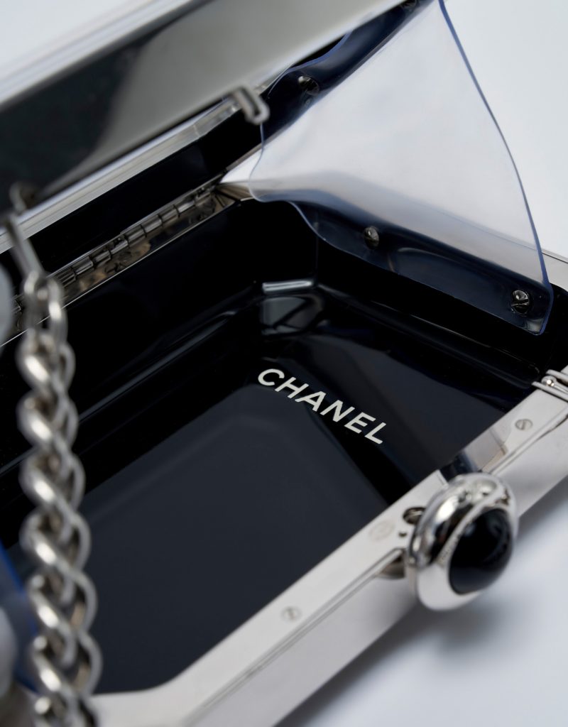 Chanel Minaudiere Box Clutch Black Acrylic Silver Hardware