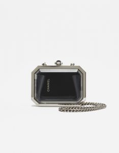 Chanel Première Minaudière Clutch Metal Plexiglass Black Silver