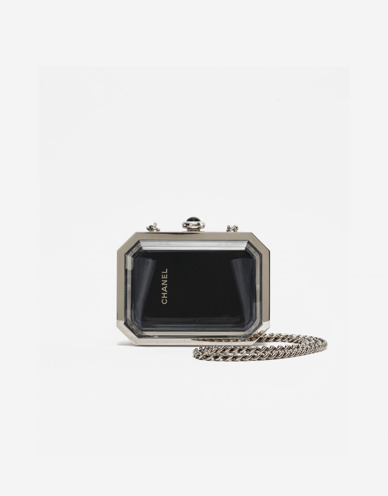 Sac Chanel d'occasion Première Minaudière Uni Métal Plexiglas Noir Argent Noir Vendre votre sac de créateur sur Saclab.com