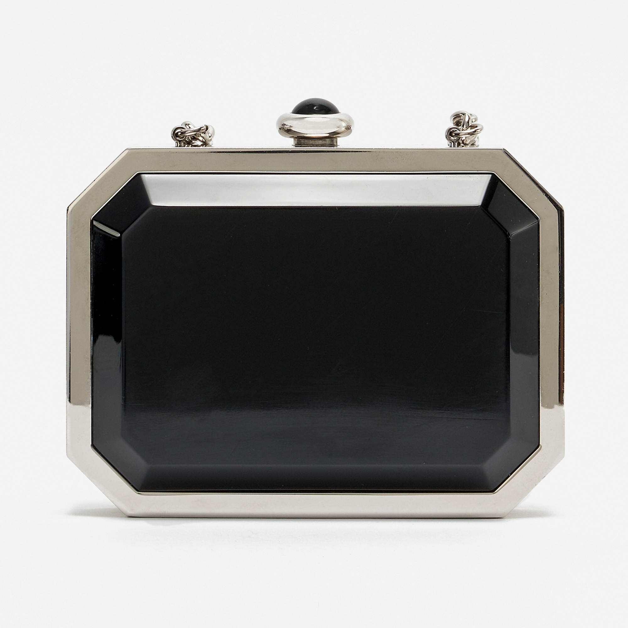 Gebrauchte Chanel Tasche Première Minaudière Uni Metall Plexiglas Schwarz Silber Schwarz | Verkaufen Sie Ihre Designer-Tasche auf Saclab.com