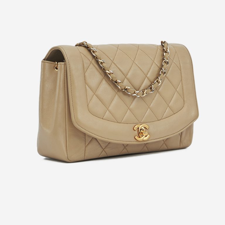 Chanel Diana mittelgroße Tasche Lammleder Beige 