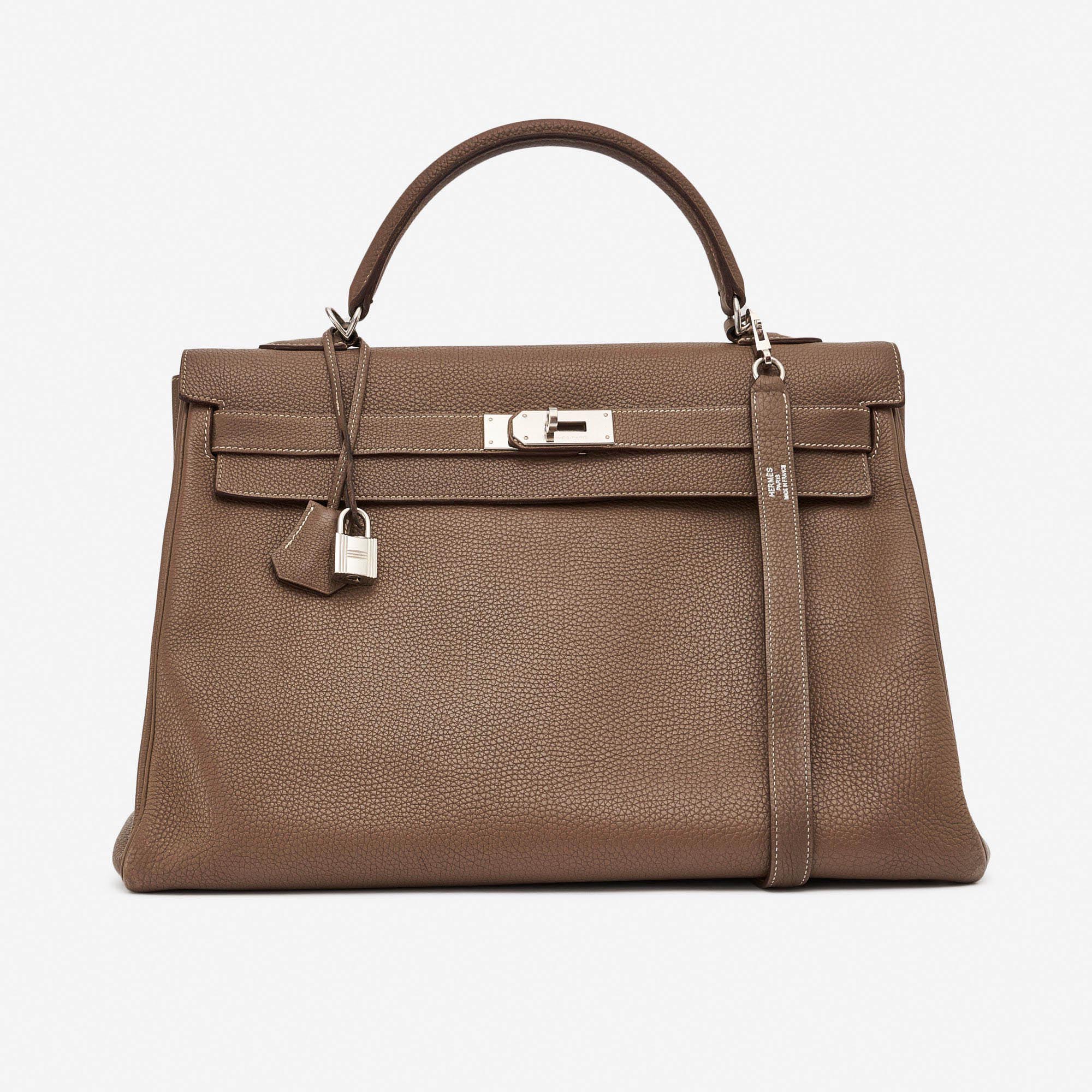 Gebrauchte Hermès Tasche Kelly 40 Clemence Etoupe Beige, Braun | Verkaufen Sie Ihre Designer-Tasche auf Saclab.com