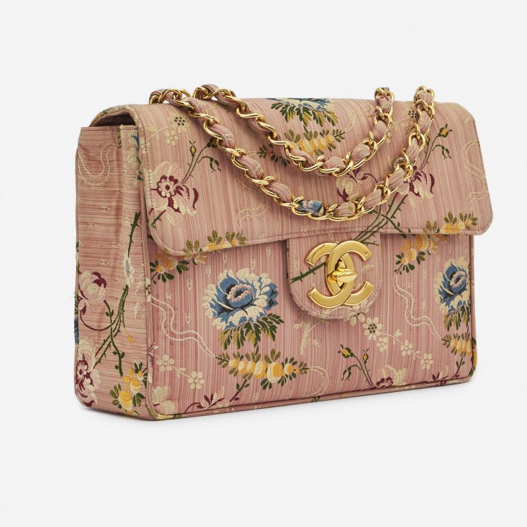 Chanel Timeless Jumbo Brocade Rose Silk Limited Edition