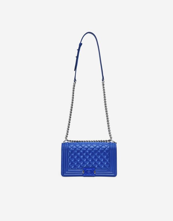 Chanel Boy Medium Patent Leather Blue | SACLÀB