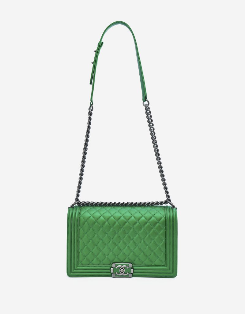 Chanel Boy Medium Metallic Lamb Green SACLÀB