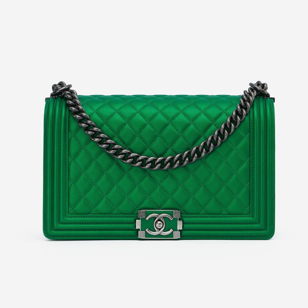 Chanel Boy Medium Metallic Lamb Green SACLÀB