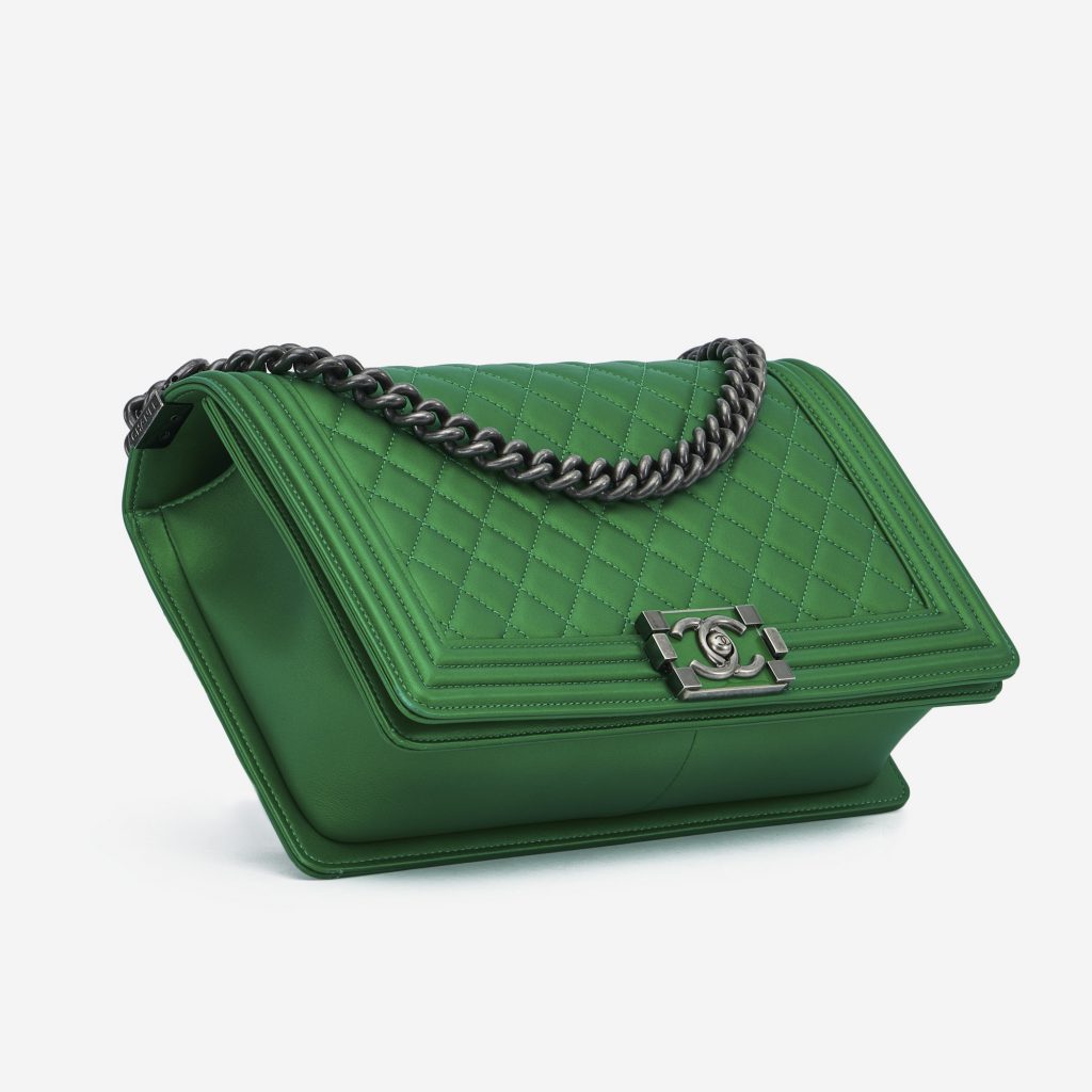 Chanel Boy Medium Metallic Lamb Green SACLÀB