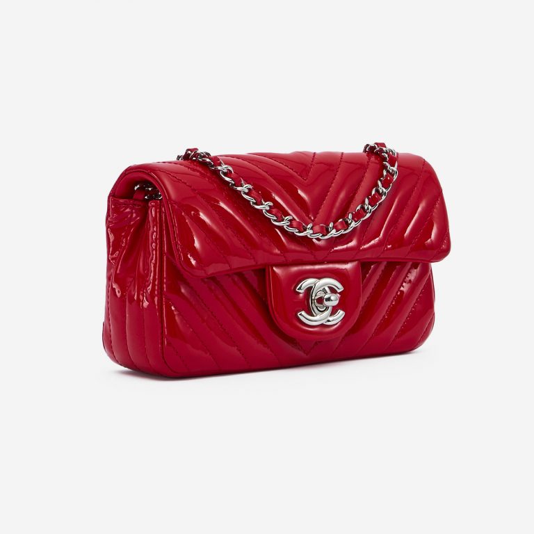 Chanel Classique Mini Cuir Verni Rouge