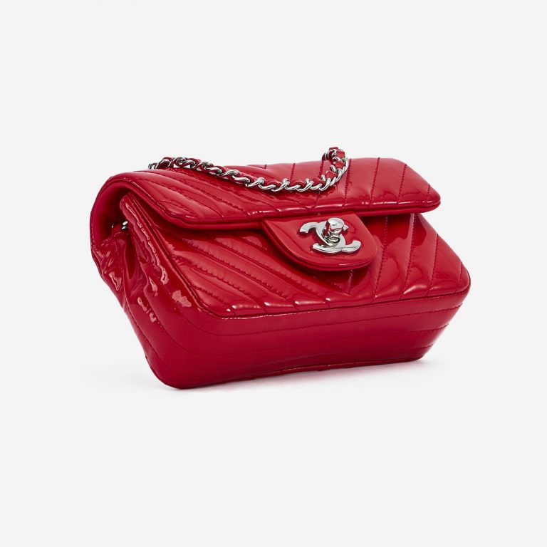 Chanel Classique Mini Cuir Verni Rouge