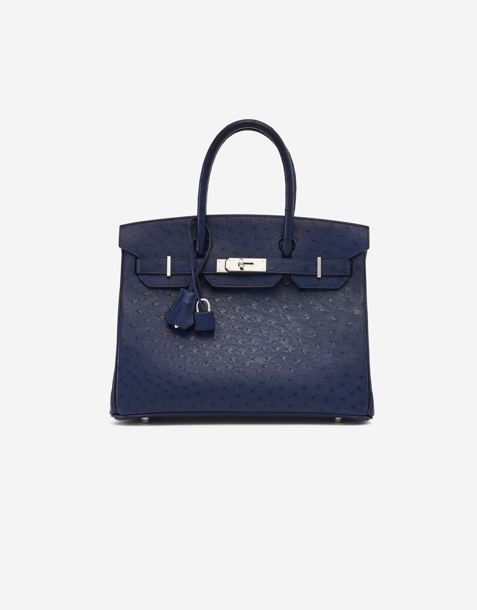 Birkin 30 ostrich handbag Hermès Blue in Ostrich - 10128157