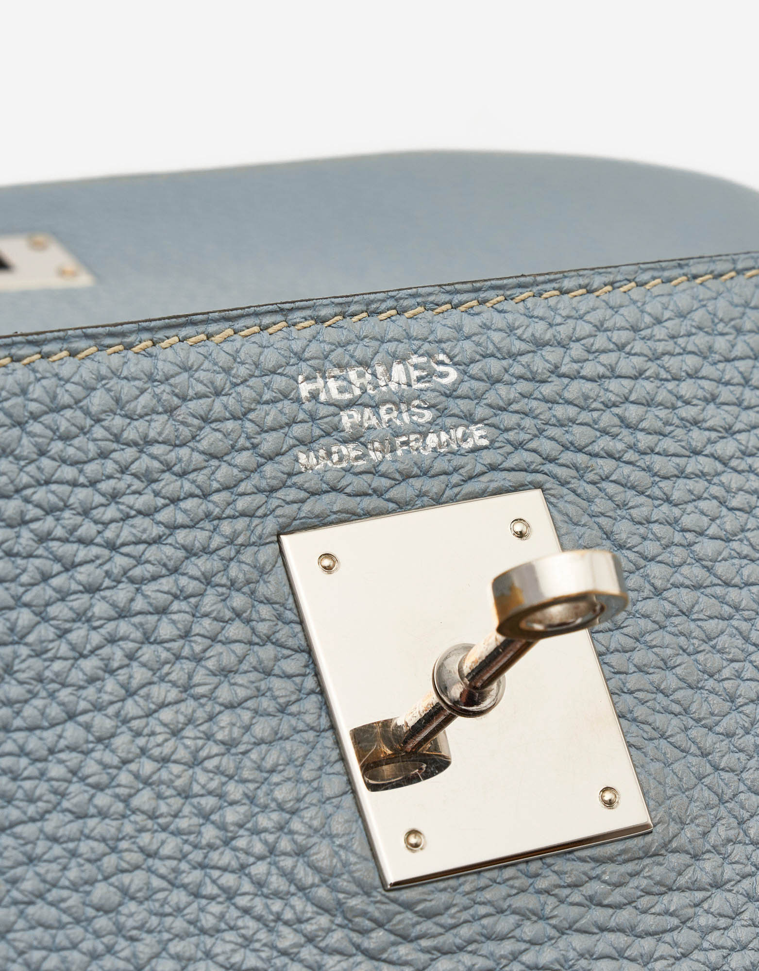 Hermès Kelly 35 Clemence Bleu Lin