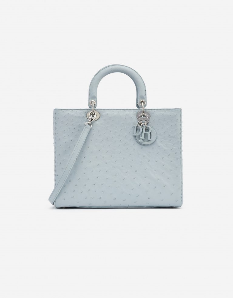 Sac à main Dior Lady Large Ostrich Blue